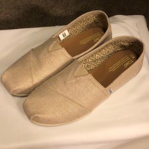 Metallic Burlap Toms Shoes
